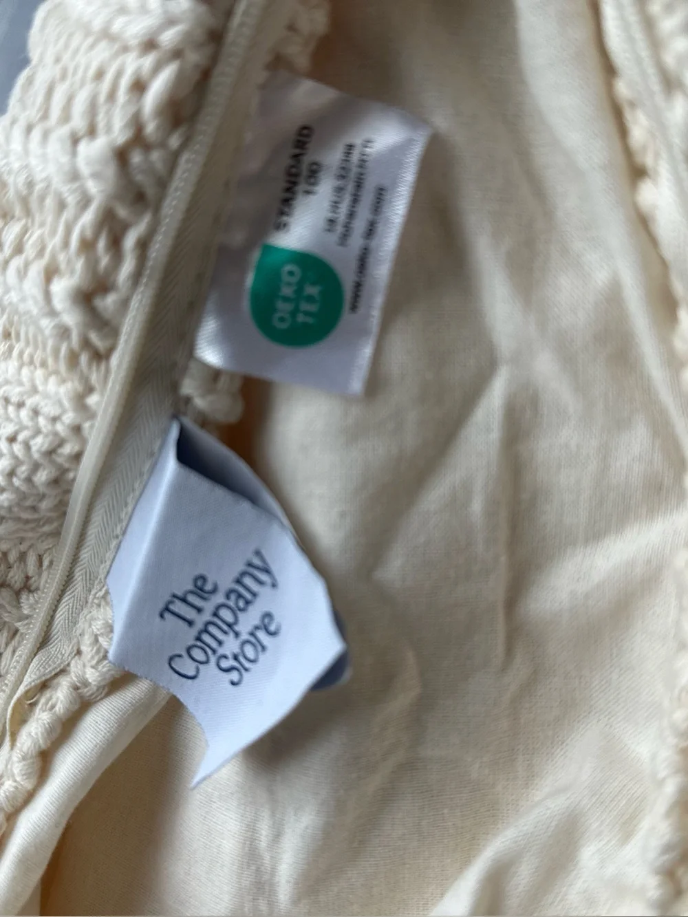 The Company Store Cable Knit Lumbar Pillow Cover 14x30 Natural 100% Cotton $80